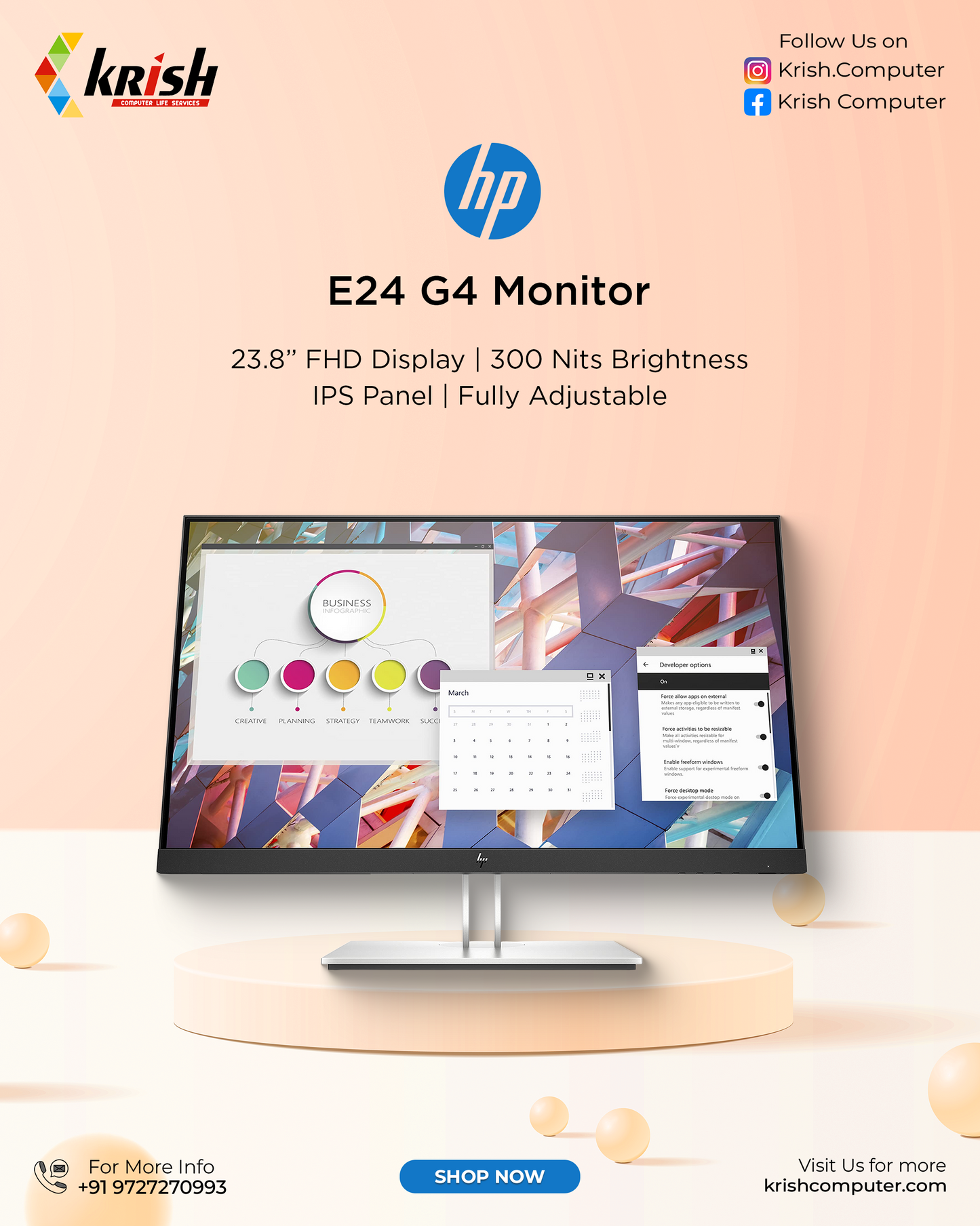 HP E24 G4 24" Monitor