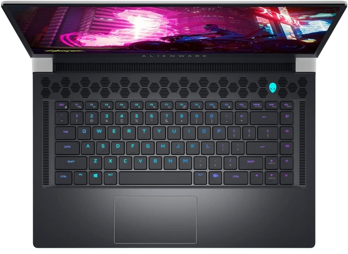 Dell Alienware X15 R1 gaming laptop keyboard top view