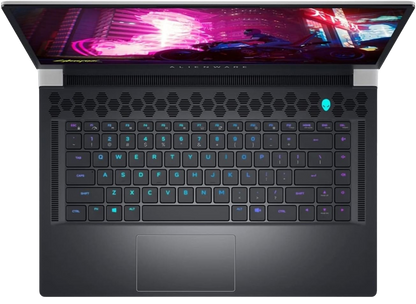 Dell Alienware X15 R1 gaming laptop keyboard top view